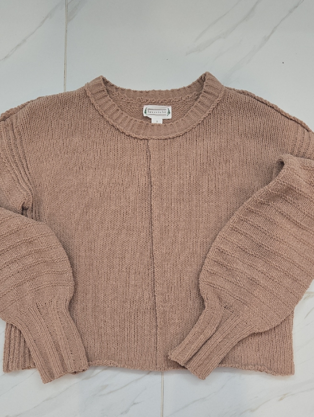 Love Riche Camel Brown Crewneck Sweater
